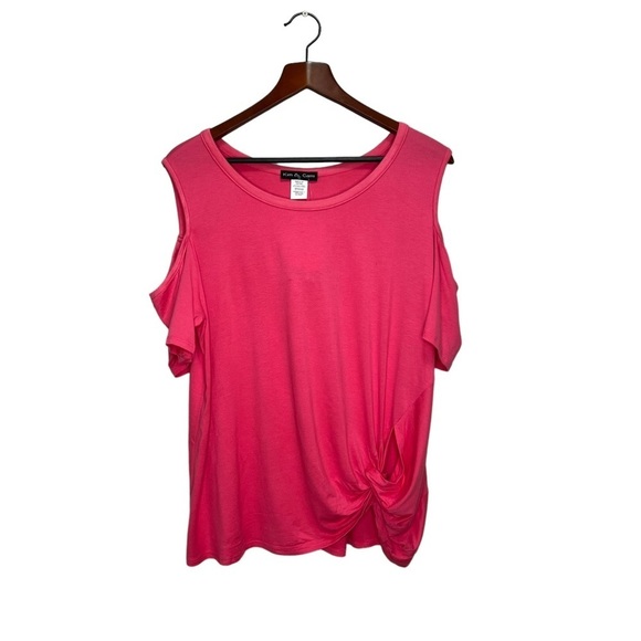 Kim & Cami Pink Cold Shoulder Tshirt Size 1X NWT - Picture 2 of 9